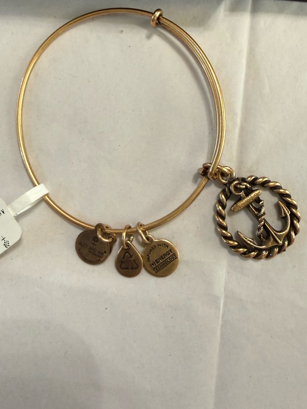 NIB Alex & Ani Gold Tone Anchor Circle Rope Nautical Hope Tranquility Stability